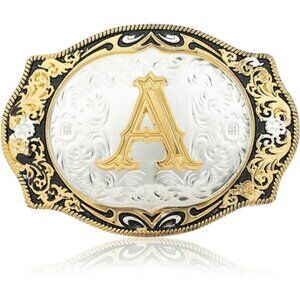 Vintage Fashion Western Belt Buckle A to Z Initial Letter Cowboy Belt Buckles